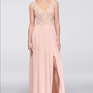 David’s Bridal Illusion V-Neck Lace & Mesh Petal